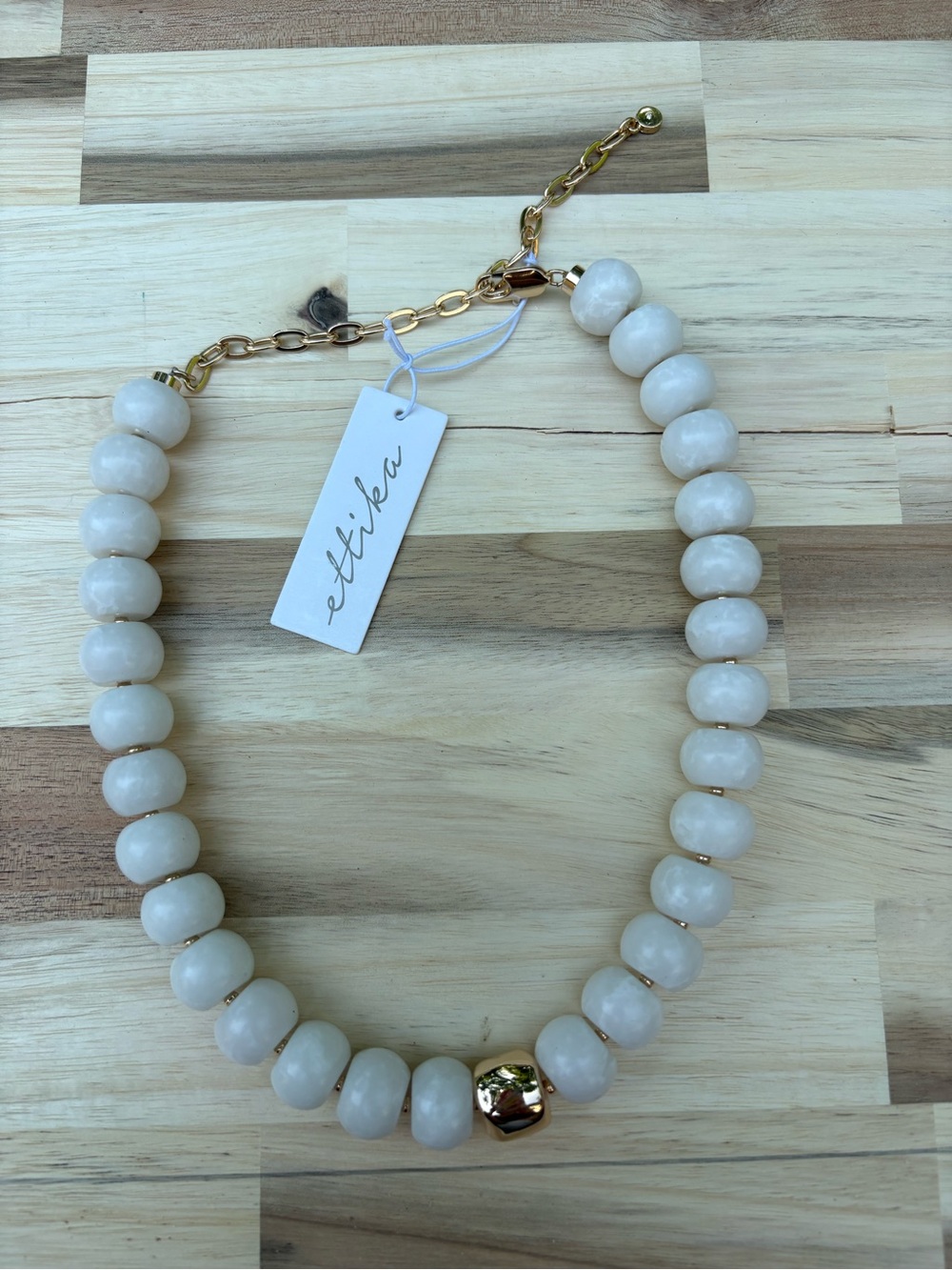 ettika White Power Beaded Statement Necklace with Gold Focal Bead - Picture 2 of 3